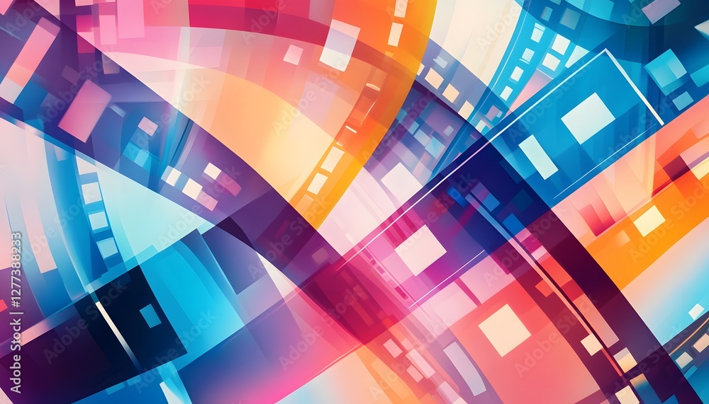 Poster abstract colorful geometric design with intersecting shapes