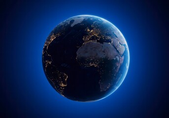 Blue Background with Glowing Earth Symbolizing Technology and Communication