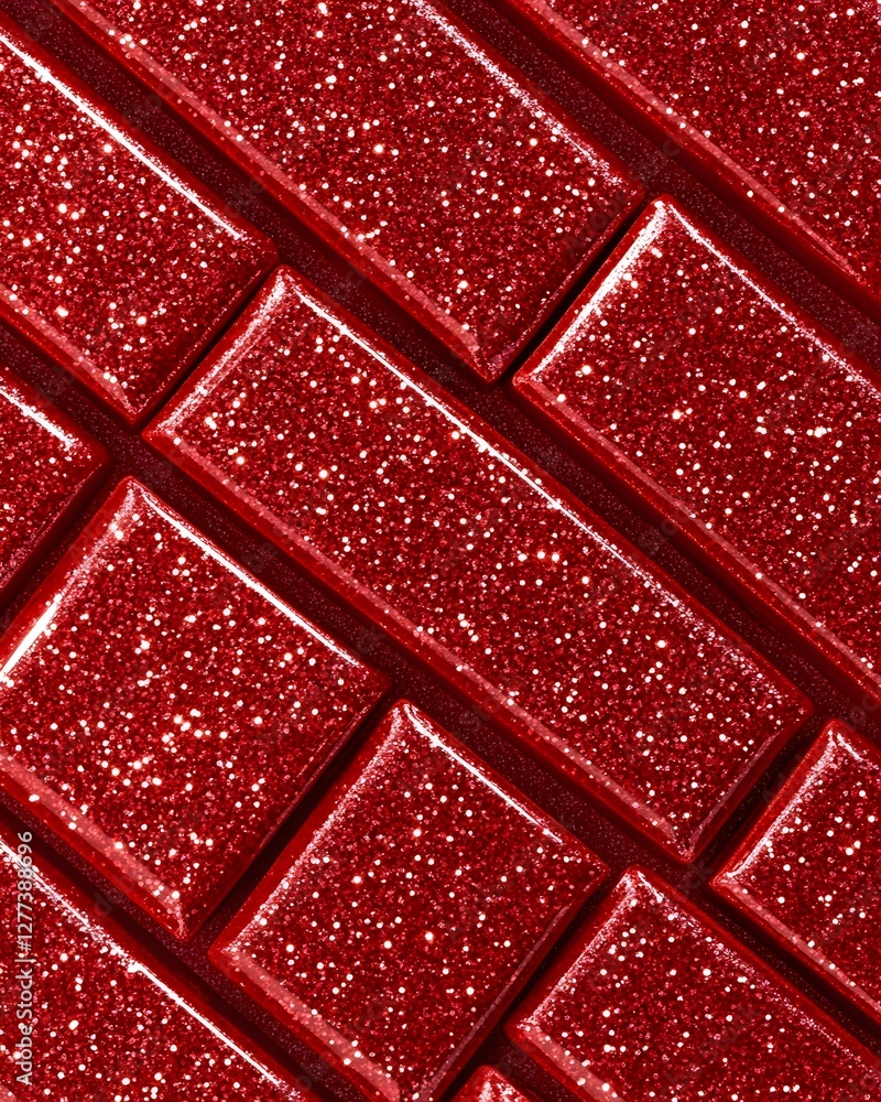 Poster diagonal arrangement of red glitter rectangular objects