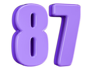 3D Purple Number 87