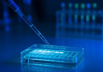 DNA Sample Being Pipetted onto Gel for Genetic Analysis