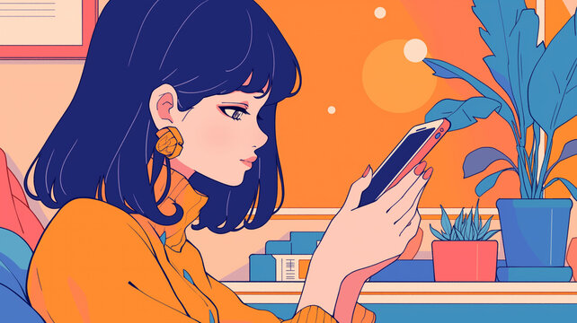 ベッドでくつろぎながらスマホを操作する女性｜おしゃれなインテリア