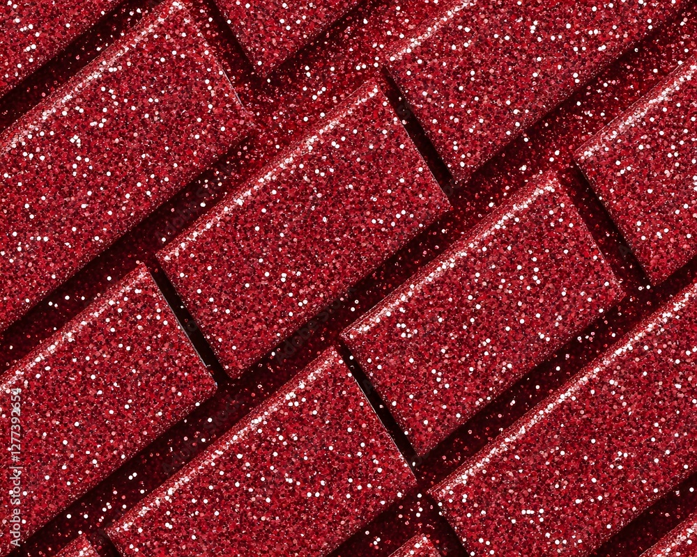 Poster diagonal pattern of red glitter rectangles