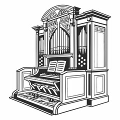 musical Organ silhouette vector illustration