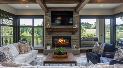 Rustic Modern Living Room with Stunning View