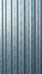 Vertical silver corrugated aluminum sheet Metallic texture, industrial background , architecture, rib