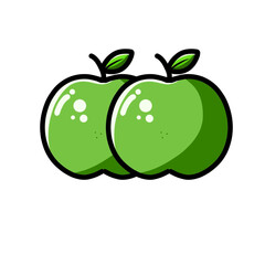 Two green apples with white background, vector illustrator design