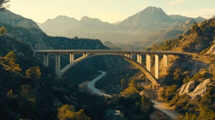 Majestic Mountain Bridge: A Scenic Vista