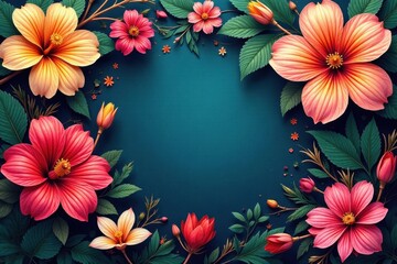 Obraz premium Intricate floral motif, vibrant summer hues, exotic blooms , floral background, photography