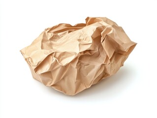 Obraz premium Crumpled brown paper bag on white background (2)