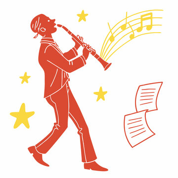 red musician playing clarinet clip art preview