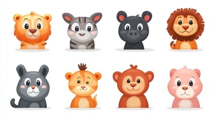 Cute cartoon animal faces.