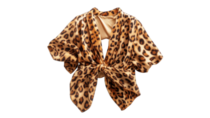 A tiger is wrapped in a scarf and is looking at the camera