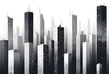 Monochromatic Urban Landscape, A Dense Metropolis of Towering Structures