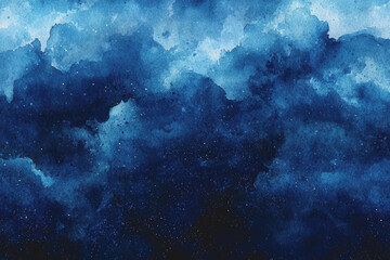 Obraz premium Blue sky with white clouds and twinkling stars in a serene night atmosphere