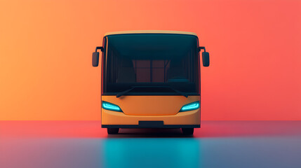 Modern bus design showcase urban environment digital art vibrant colors front view