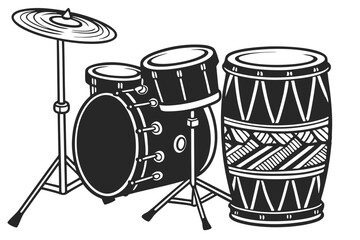 Drums silhouette vector illustration
