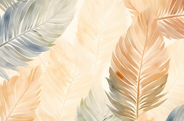 Seamless pattern with palm leaves. leaf pattern with beige and beige leaves. 
