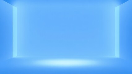 a blue light shines in a room with a white floor