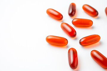 Fish oil capsules with omega 3, omega 9, vitamin D, vitamin E, Cod liver oil, evening primrose oil,...