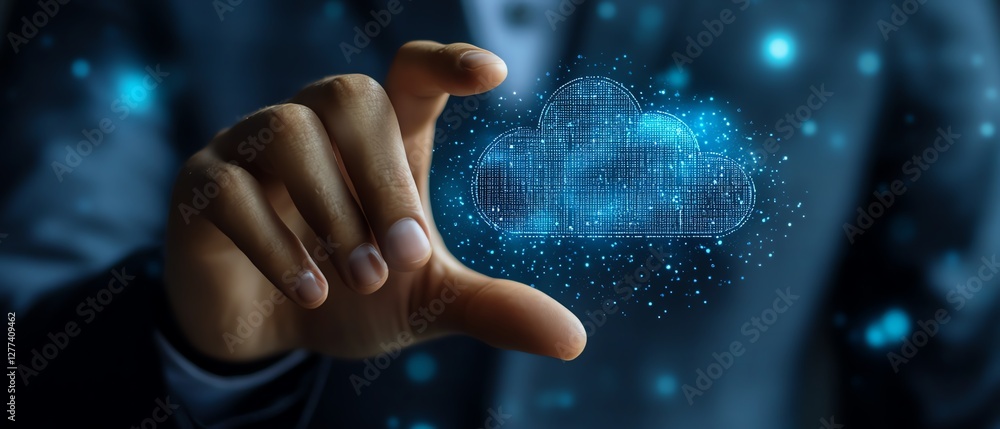 Aufkleber professional accessing cloudbased business application, touch screen interaction, digital technology