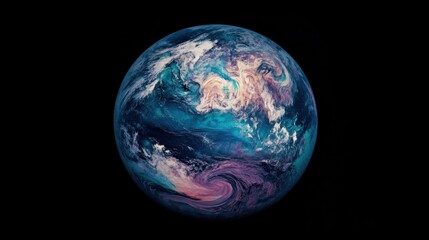 Fototapeta premium The Earth seen from orbit, with vibrant colors of continents and oceans contrasting against the infinite blackness of space.