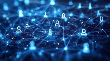 Business professional connecting with people online, digital communication technology, network structure and virtual people icons