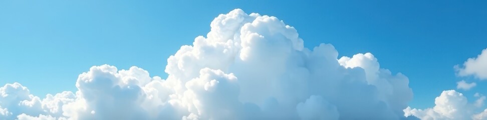 Obraz premium Dense, billowing white cloud formation in a clear blue sky, scene, landscape