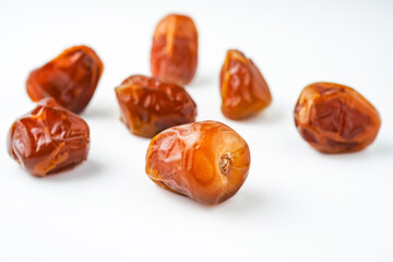 Dates fruit sukari or kurma sukari, isolated on white background