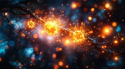 Obraz premium Enigmatic Glowing Spheres on a Dark Branch