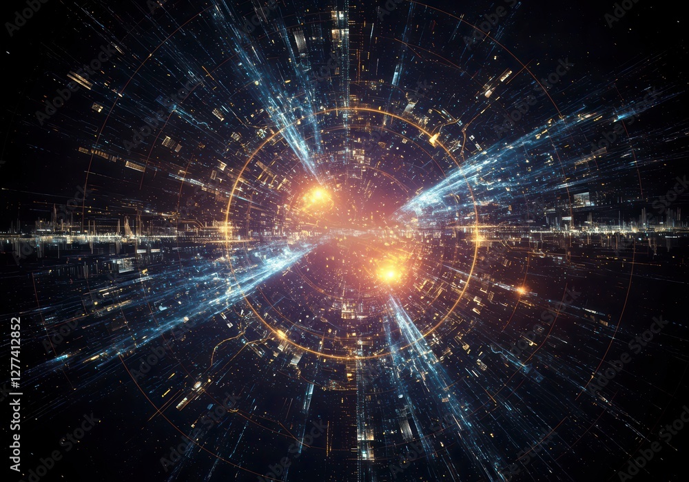 Poster artistic representation of emergent ai showing complex neural networks