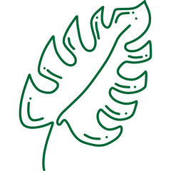 green monstera leaves lineart
