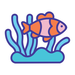 Coral fishes marine life icon