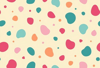Seamless Irregular Dots Pattern: Harmonious Color Blend on Pale Cream Background - Vector Art, Minimalist, Pastel

