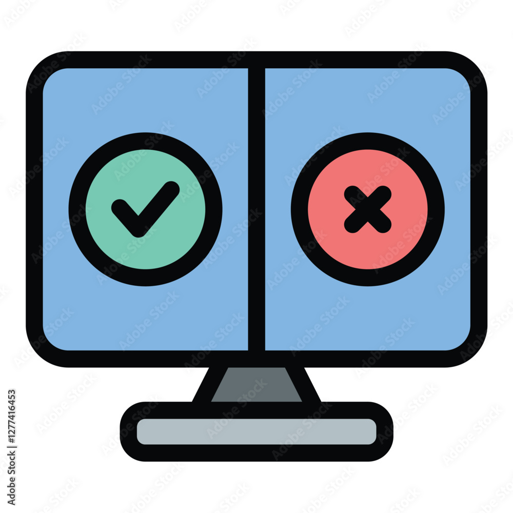 Aufkleber a/b testing icon experiment and optimization in flat line color style.