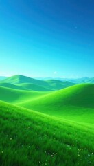 Obraz premium Rolling hills of green against a deep blue sky, picture, graphic