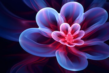 Abstract purple transparent flower on black background. purple and blue abstract flower shaped. 