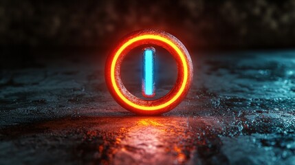 Neon Symbol: Futuristic Glowing Circular Icon with Inner Light