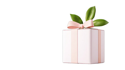 A white box with gold ribbon on top