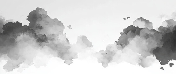 Obraz premium Abstract gray watercolor background with soft cloud like shapes, creating serene and calming atmosphere. Ideal for design projects or artistic expressions