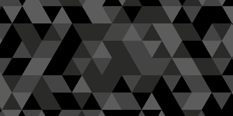 Fototapeta premium Black polygonal background. Seamless geometric pattern triangle shapes low polygon backdrop background. Abstract line background. 