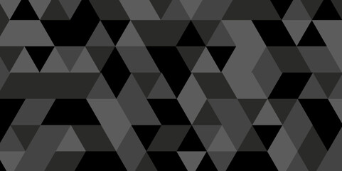 Black polygonal background. Seamless geometric pattern triangle shapes low polygon backdrop background. Abstract line background.	

