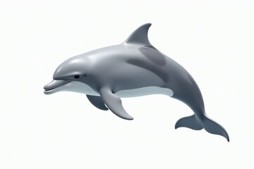 Fototapeta premium Elegant grey bottlenose dolphin isolated on white, sleek body, graceful pose, animal photography, white background