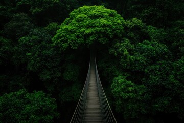 Fototapeta premium Lush Forest Suspension Bridge