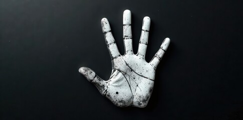 Naklejka premium Hand-shaped white spray paint cutout on black, illustration, background