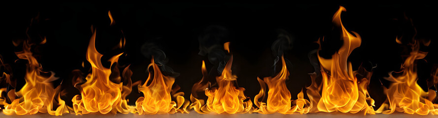 Fototapeta premium Flammenwand mit intensiven Feuerzungen
