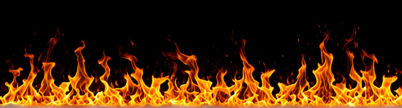 Lodernde Flammenwand in intensiven Orange- und Rott&ouml;nen