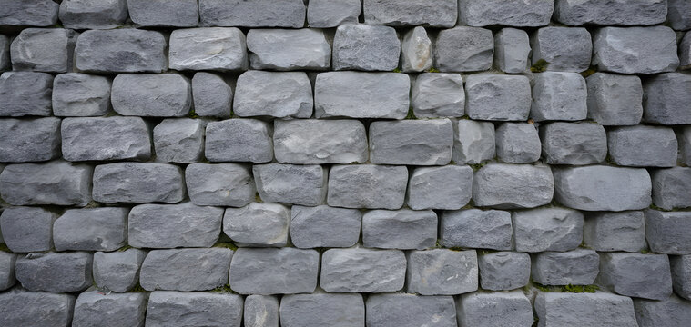 Graue Steinmauer mit gleichm&auml;&szlig;igen Ziegeln