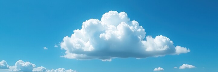 Single brilliant white cloud against deep blue, serene, view
