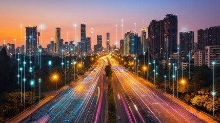 Fototapeta premium night view of bangkok city